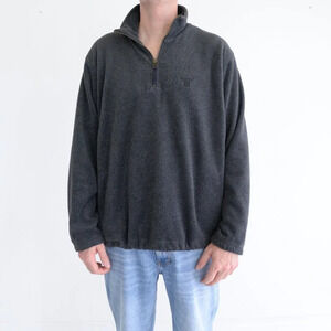 VTG Gant L.A. Brand Graphite  Gray Fleece Half Zip Pullover Sweater Size Medium
